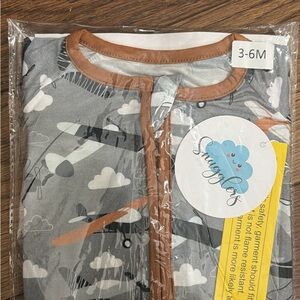 Snugglers Bamboo Pajamas 3-6M Airplane Zippy Convertible Romper Blue NWT